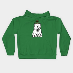 Cute Fuzzy Bear with an Adorable Hat Kids Hoodie